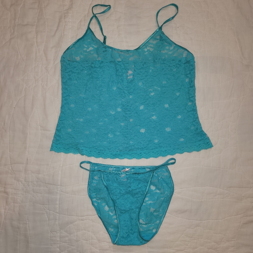 Teal Victoria's Secret lace 2 piece set